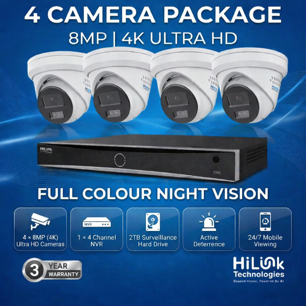 HiLink 4-Camera 4K Security System, NVR and hard drive included