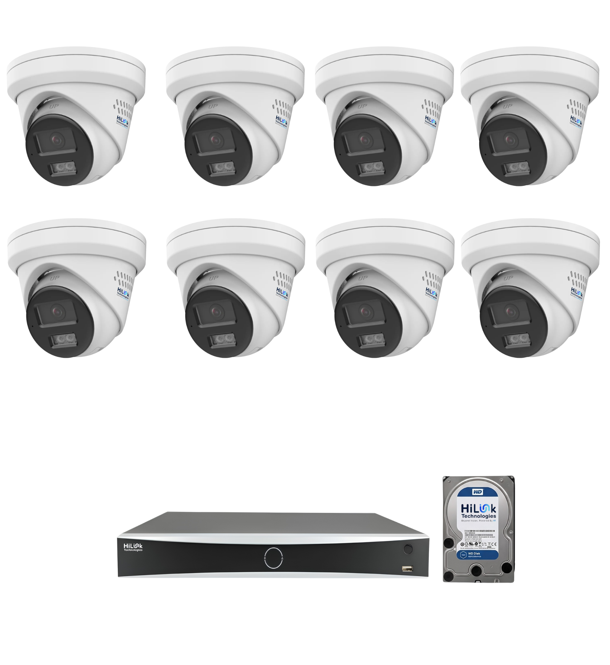 Hilink Build your own camera Kit, 8 MP ColorVu Gen 3 Turret, 8Ch NVR, 4 /2TB storage