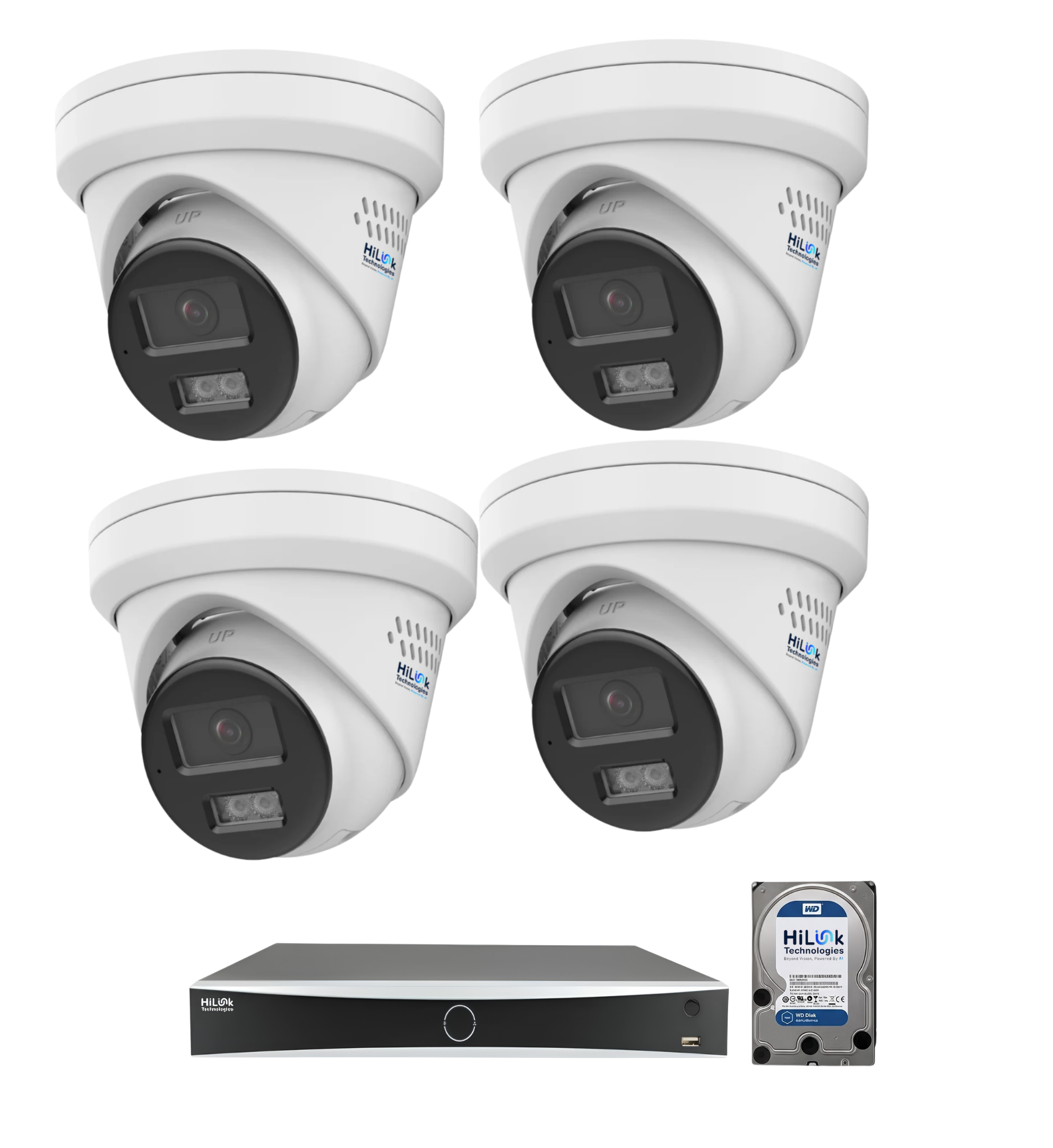 Hilink Camera Kit, 4 x 8MP ColorVu Gen 3 Turret, 8Ch NVR,  2TB storage