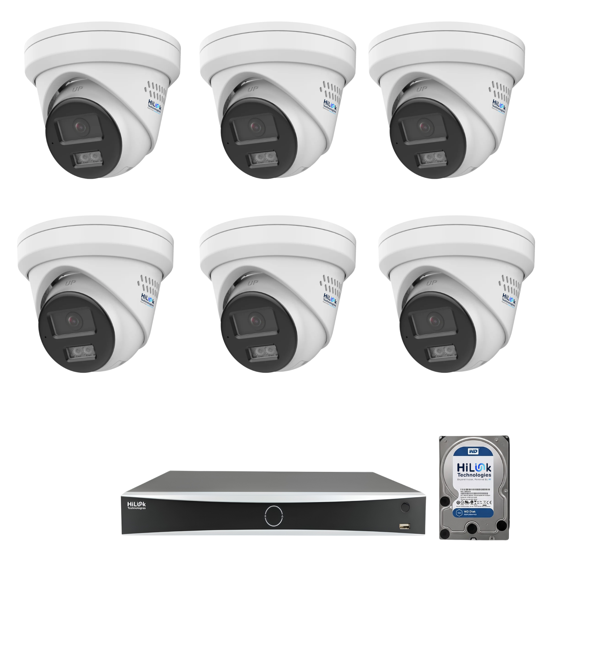 Hilink Camera Kit, 6 x 8MP ColorVu Gen 3 Turret, 8Ch NVR,  4TB storage