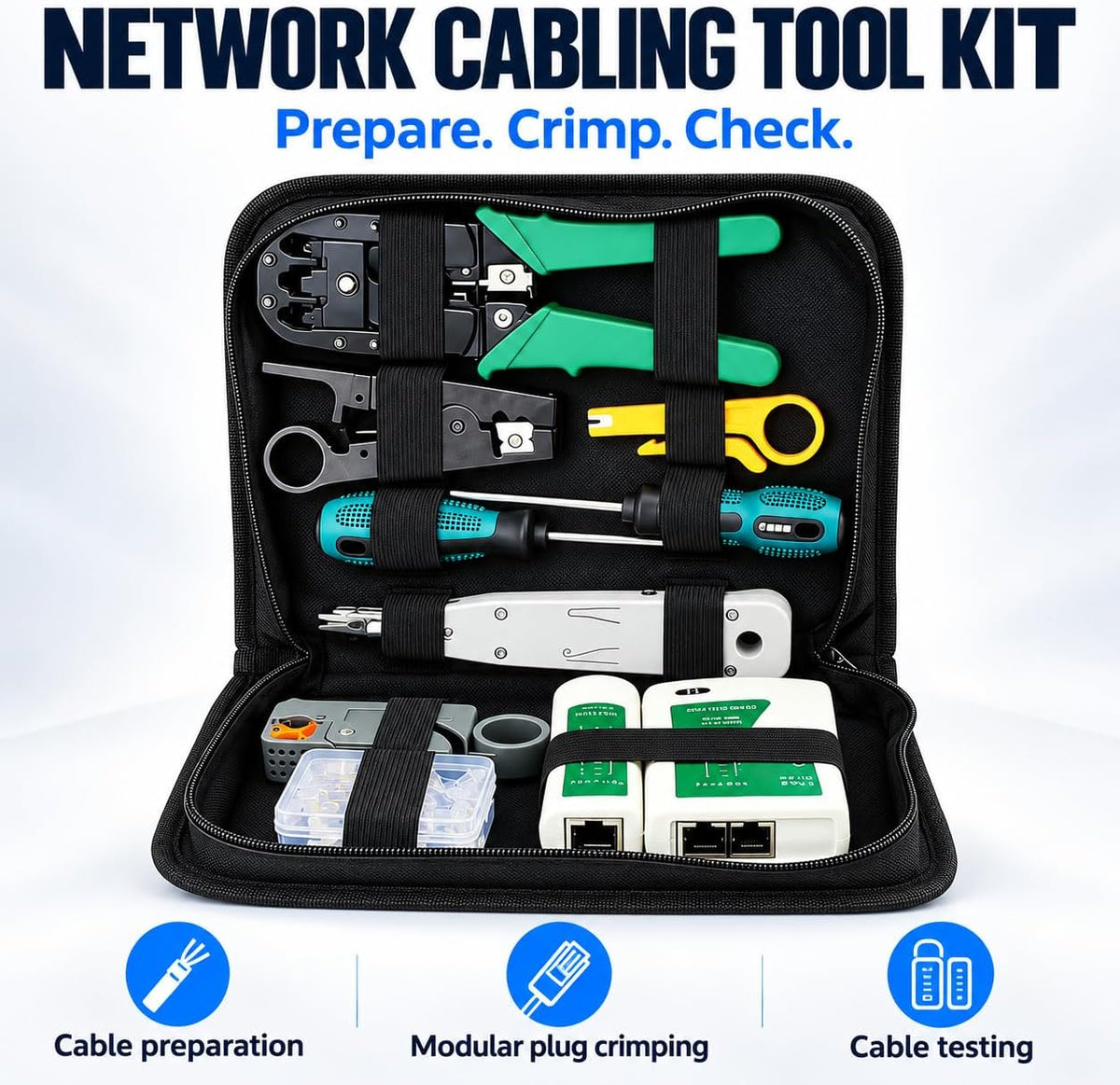 28-piece network tool kit contents