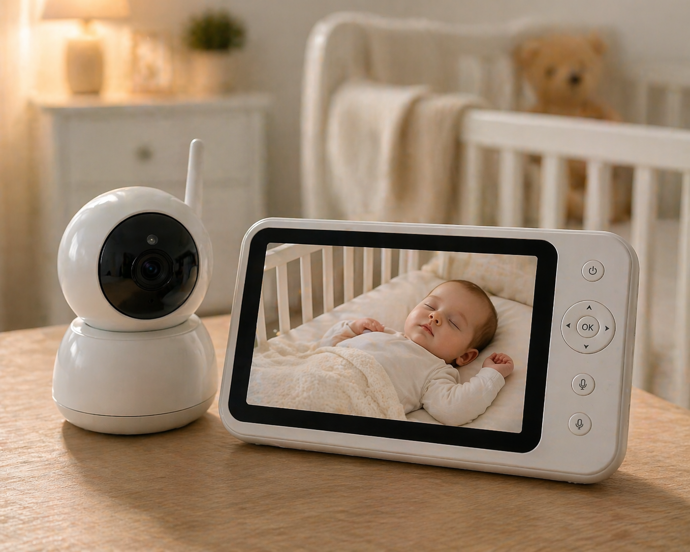 HiLink Baby Monitor with Night Vision & Two-Way Audio — Screen or App Control