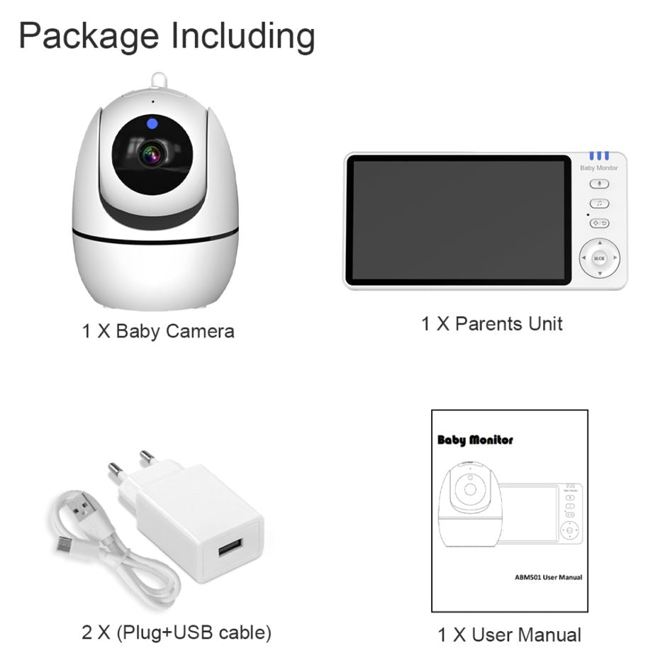 HiLink Baby Monitor with Night Vision & Two-Way Audio — Screen or App Control