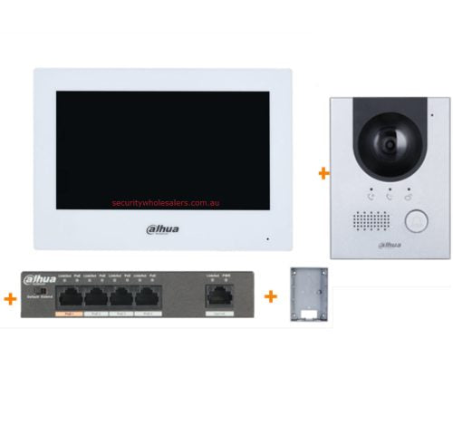 Dahua DHI-KTP01L(F)-AUS-S2 Video Intercom Kit — 2MP Door Station, 7" Touch Screen Monitor & PoE Switch
